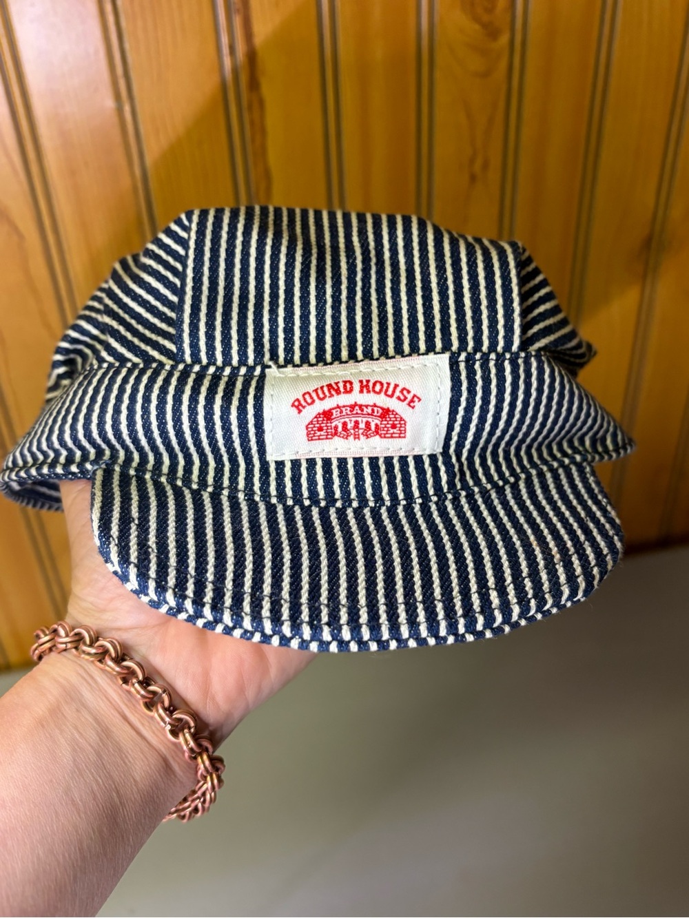 Round House Kids' Striped Railroad Cap - Navy & White